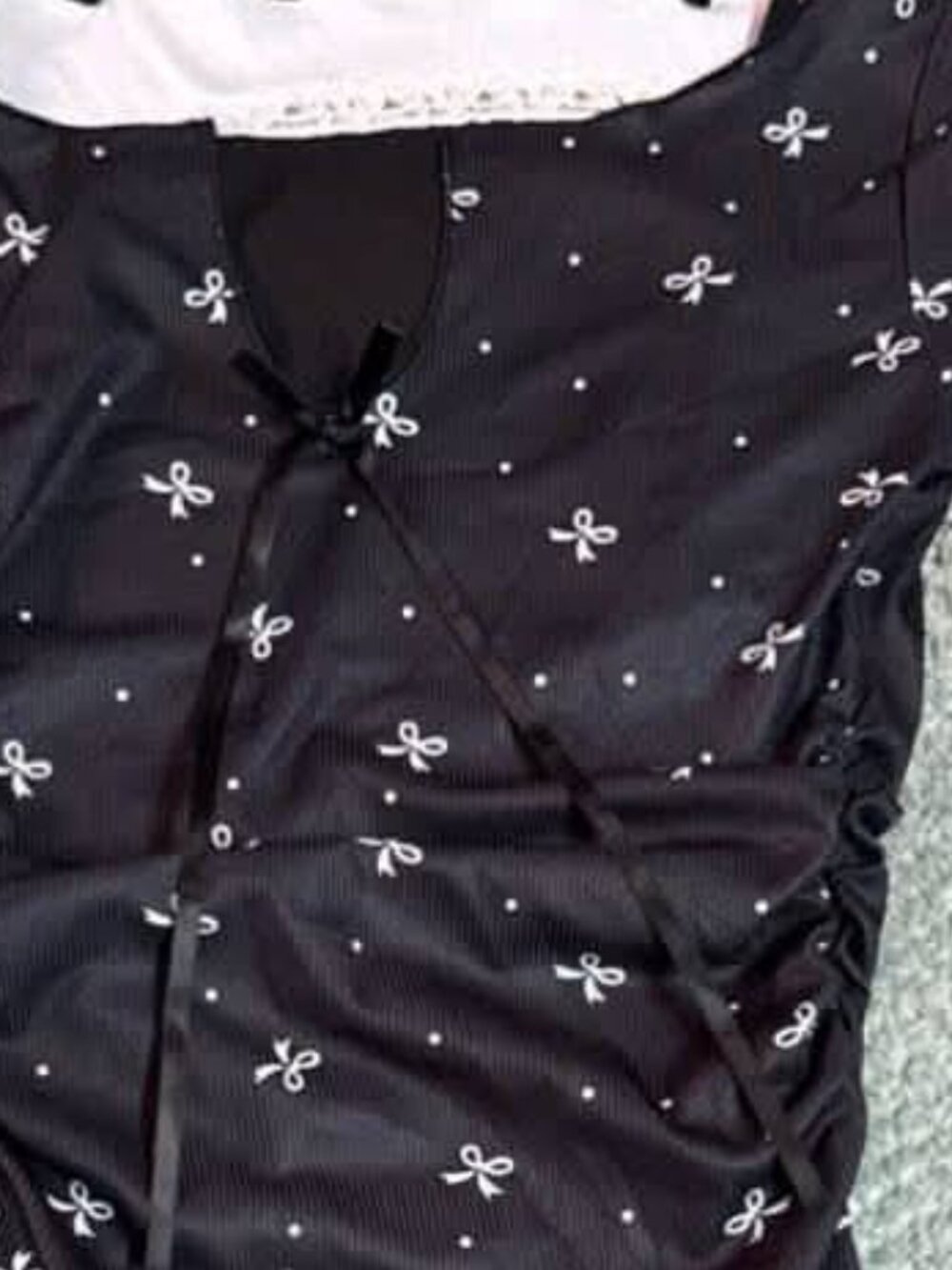 Black Bow Print Mini Dress - Picture 2 of 3
